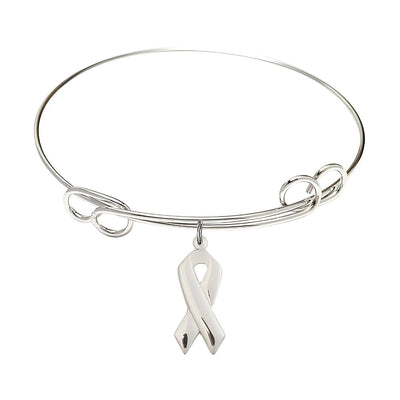 Sterling Silver Cancer Awareness Double Loop Bangle Bracelet, Bliss Manufacturing
