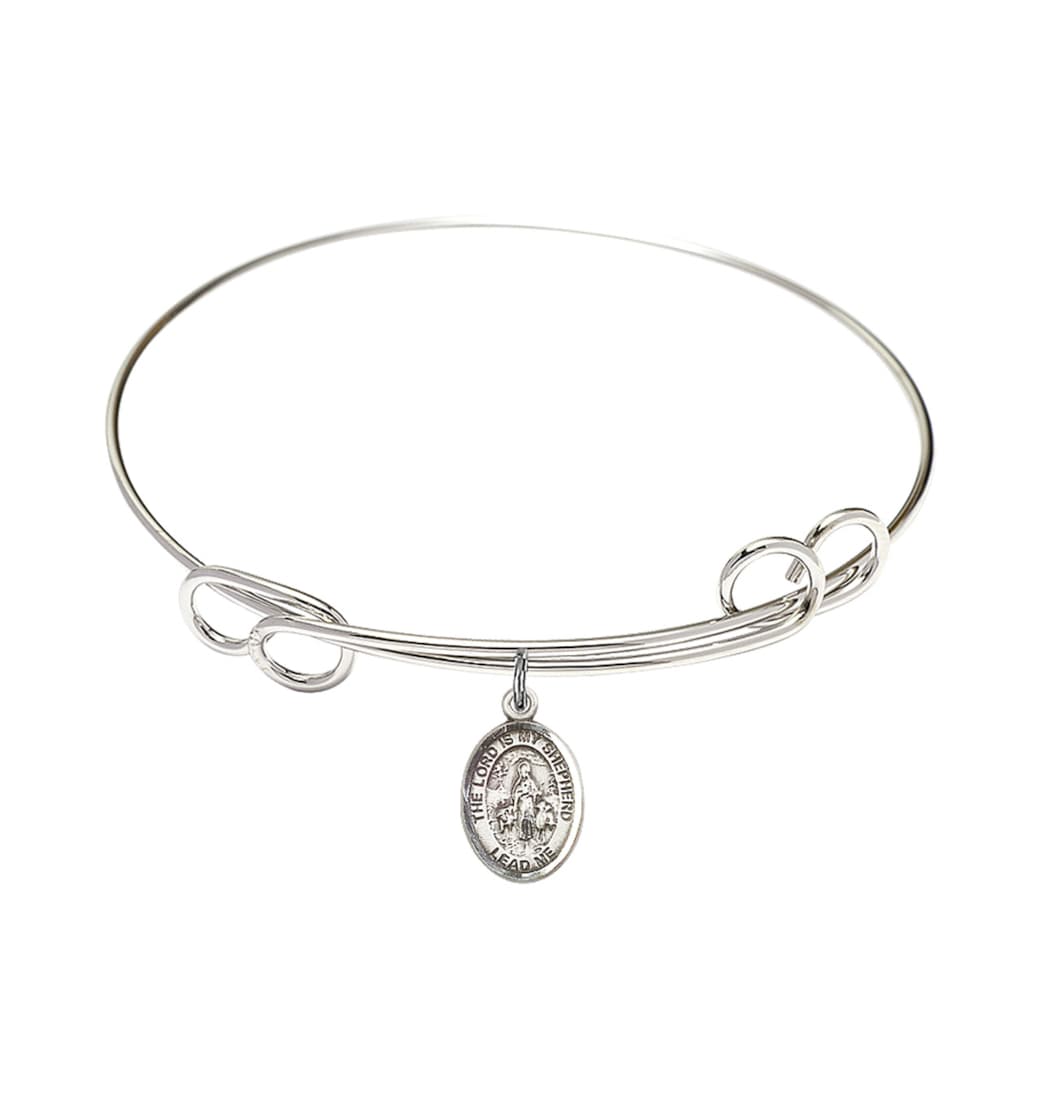 Bliss Lord is My Shepherd Double Loop Bangle Bracelet with Sterling Silver Charm,