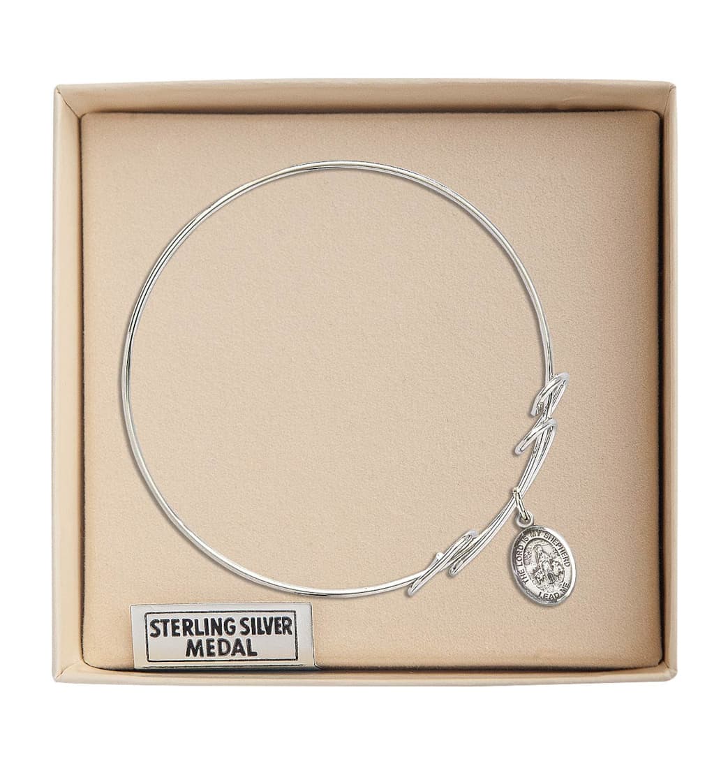 Bliss Lord is My Shepherd Double Loop Bangle Bracelet with Sterling Silver Charm Boxed,