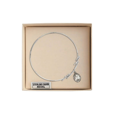 St. Padre Pio Charm Double Loop Bangle Bracelet in Gift Box, Charm Size: 1/2 x 1/4, Bliss Manufacturing