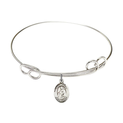 St Agnes of Rome Sterling Charm Double Loop Bangle Bracelet, Bliss Manufacturing