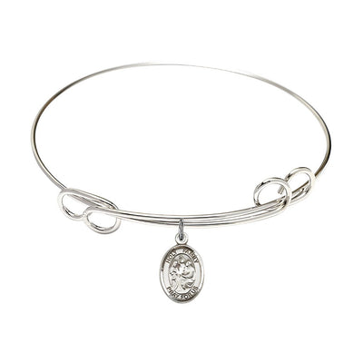 Holy Family Double Loop Bangle Bracelet with Sterling Silver Charm, Bliss Manufacturing