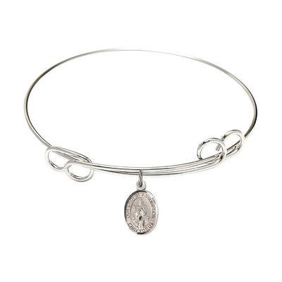 Our Lady of Assumption Double Loop Bangle Bracelet, sterling silver charm measures 1/2 by 1/4 inch, Bliss Manufacturing