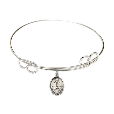 Pope Leo XIV Double Loop Bangle Bracelet with Sterling Silver Charm and Rhodium-plated Bangle, Bliss Manufacturing