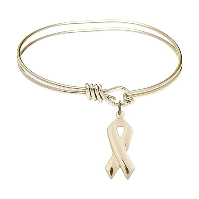 Gold-filled Cancer Awareness Oval Eye Hook Bangle Bracelet, Bliss Manufacturing