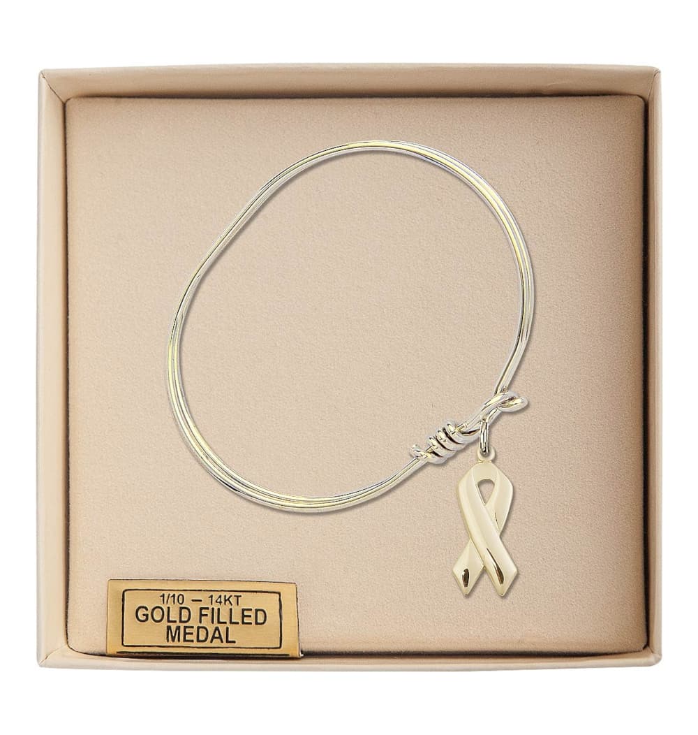 Bliss Gold-filled Cancer Awareness Oval Eye Hook Bangle Bracelet in Box,