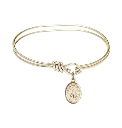 Lord is My Shepherd Charm Oval Eye Hook Bangle Bracelet with Gold-filled Charm, Bliss Manufacturing