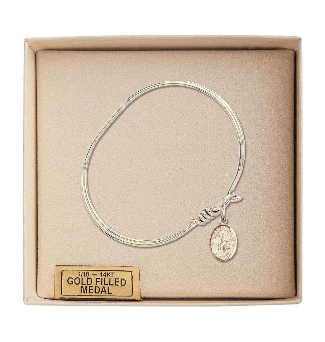 Bliss Lord is My Shepherd Charm Oval Eye Hook Bangle Bracelet with Gold-filled Charm Boxed,