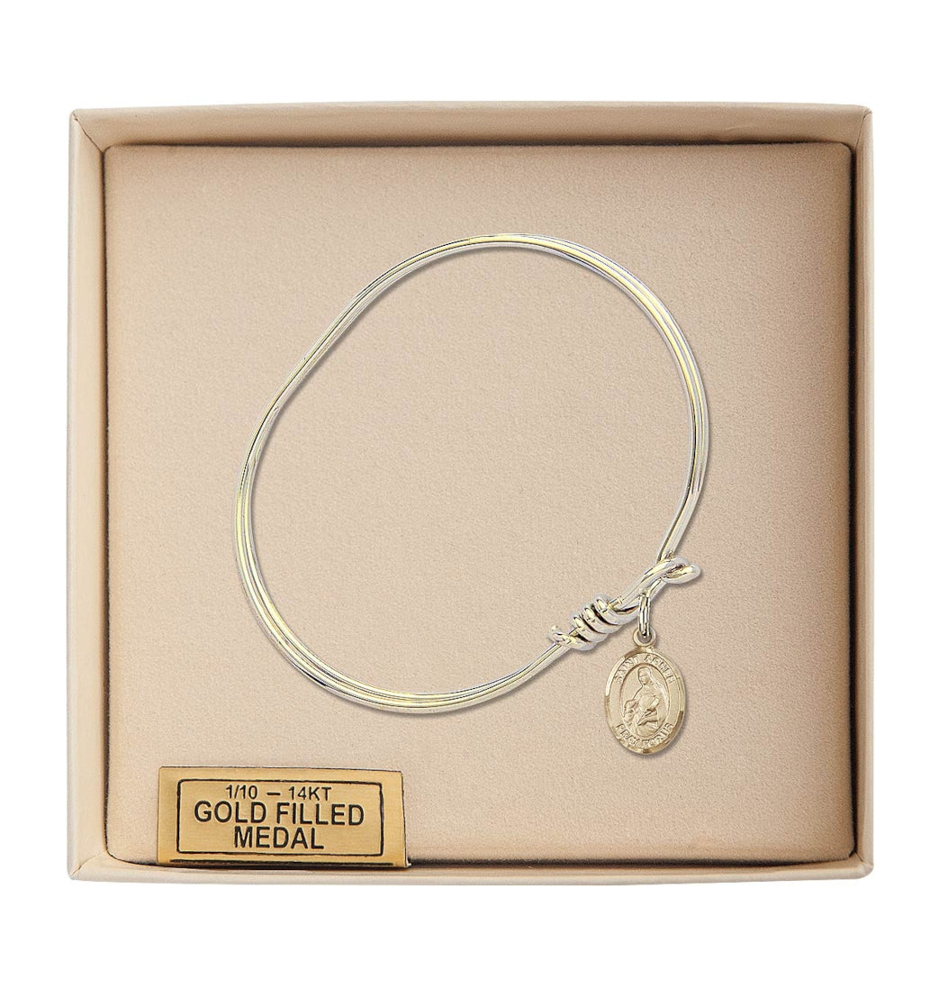 Bliss St Agnes of Rome Gold-filled Charm Oval Eye Hook Bangle Bracelet in Gift Box,