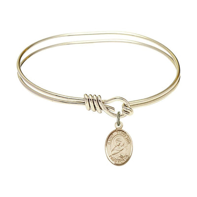 St. Perpetua 14kt Gold-filled Charm with a Oval Hook Gold-Plated Bangle Bracelet, Charm Size: 1/2 x 1/4, Gift Box, Bliss Manufacturing