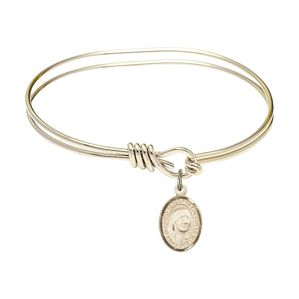 St. Teresa of Calcutta 14kt Gold-filled Charm Oval Eye Hook Bangle Bracelet by Bliss