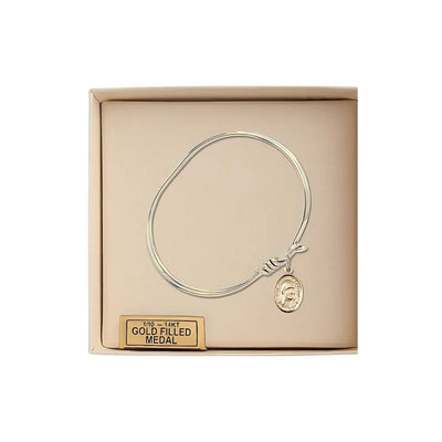 St. Teresa of Calcutta 14kt Gold-filled Charm Oval Eye Hook Bangle Bracelet in Gift Box, Bliss Manufacturing