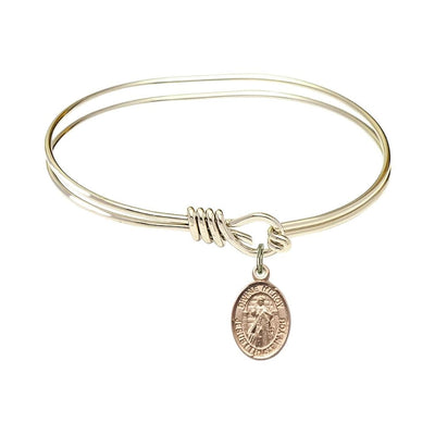 Divine Mercy gold-filled charm oval eye hook bangle bracelet, Bliss Manufacturing