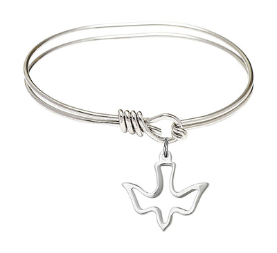 Sterling Silver Holy Spirit Charm Oval Hook Bangle Bracelet, Bliss Manufacturing