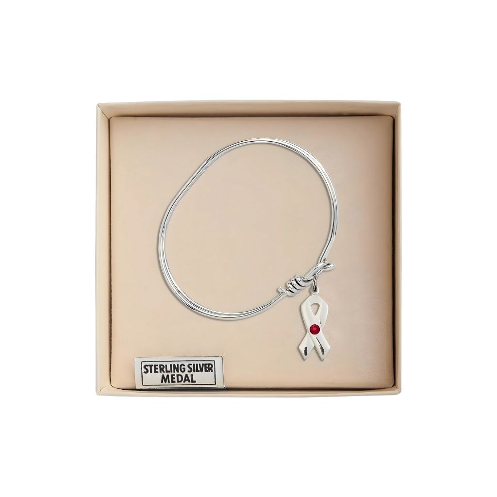 Bliss Sterling Cancer Awareness Birthstone Oval Hook Bangle