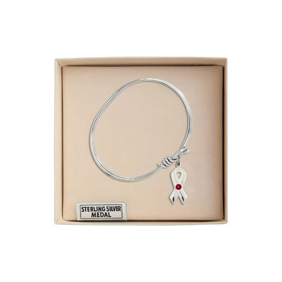 Sterling Cancer Awareness Birthstone Oval Hook Bangle, Bliss Manufacturing