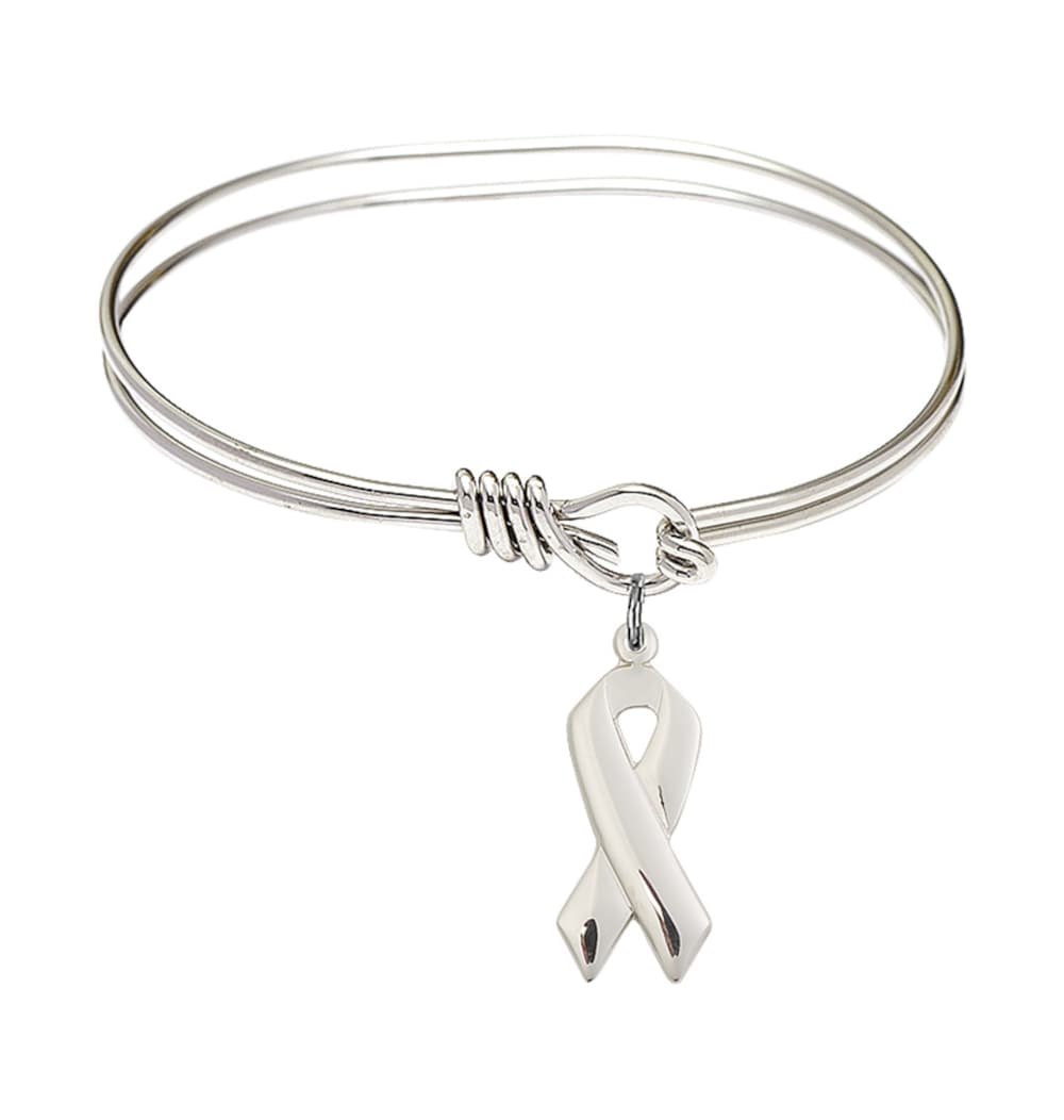 Bliss Sterling Cancer Awareness Oval Eye Hook Bangle Bracelet,