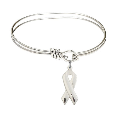 Sterling Cancer Awareness Oval Eye Hook Bangle Bracelet, Bliss Manufacturing