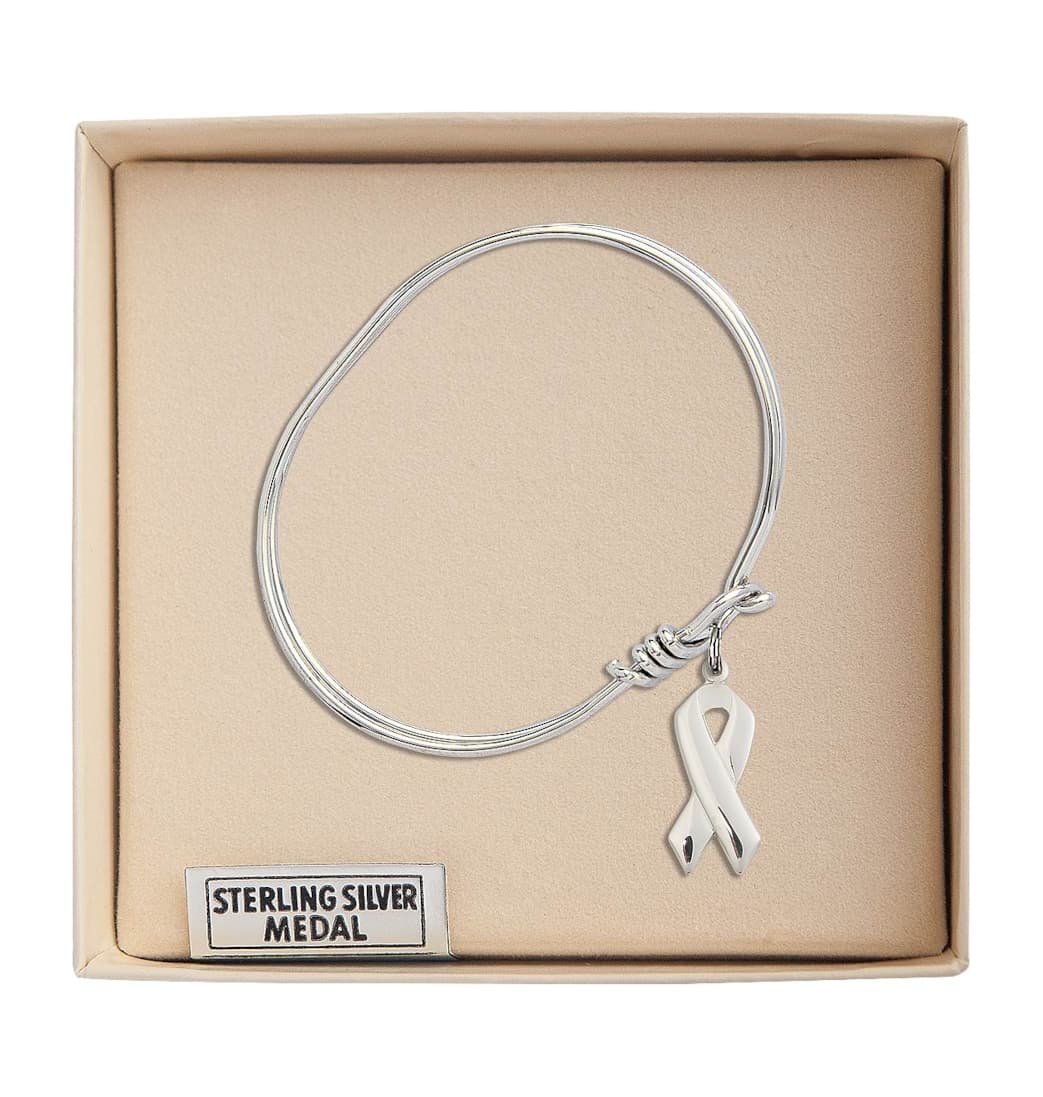 Bliss Sterling Cancer Awareness Oval Eye Hook Bangle Bracelet n Box,