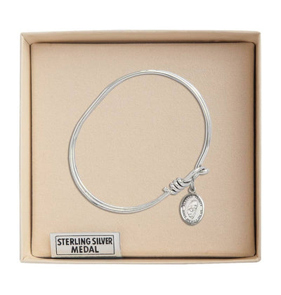 Blessed Trinity Sterling Silver Charm Oval Eye Hook Bangle Bracelet in Box, Bliss Manufacturing
