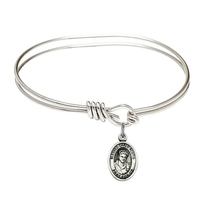 St. Carlo Acutis Sterling Charm Oval Eye Hook Bangle Bracelet, Bliss Manufacturing