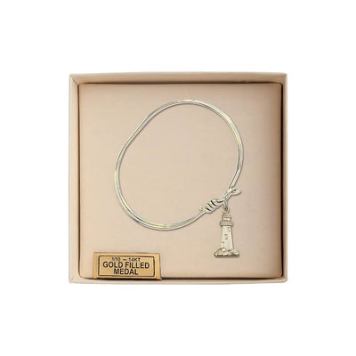 Gold-filled Lighthouse Oval Eye Hook Bangle Bracelet in Gift Box, Bliss Manufacturing
