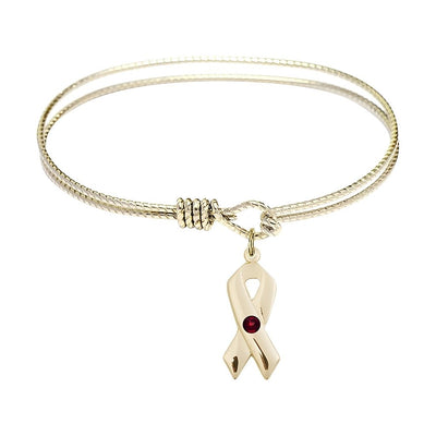 Garnet Birthstone Gold-filled Cancer Awareness Charm with a Gold-plated Twist Design Bangle, Bliss Manufacturing