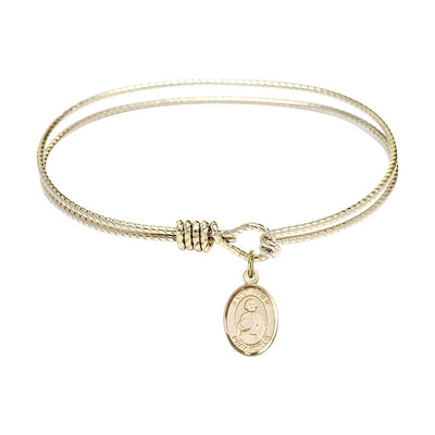 St. Philip the Apostle 14kt Gold-filled Charm with a Twist Design Gold-Plated Bangle Bracelet, Charm Size: 1/2 x 1/4, Gift Box, Bliss Manufacturing
