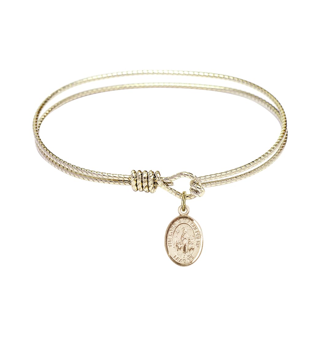 Bliss Lord is My Shepherd Twist Eye Hook Bangle Bracelet with Gold-filled Charm,