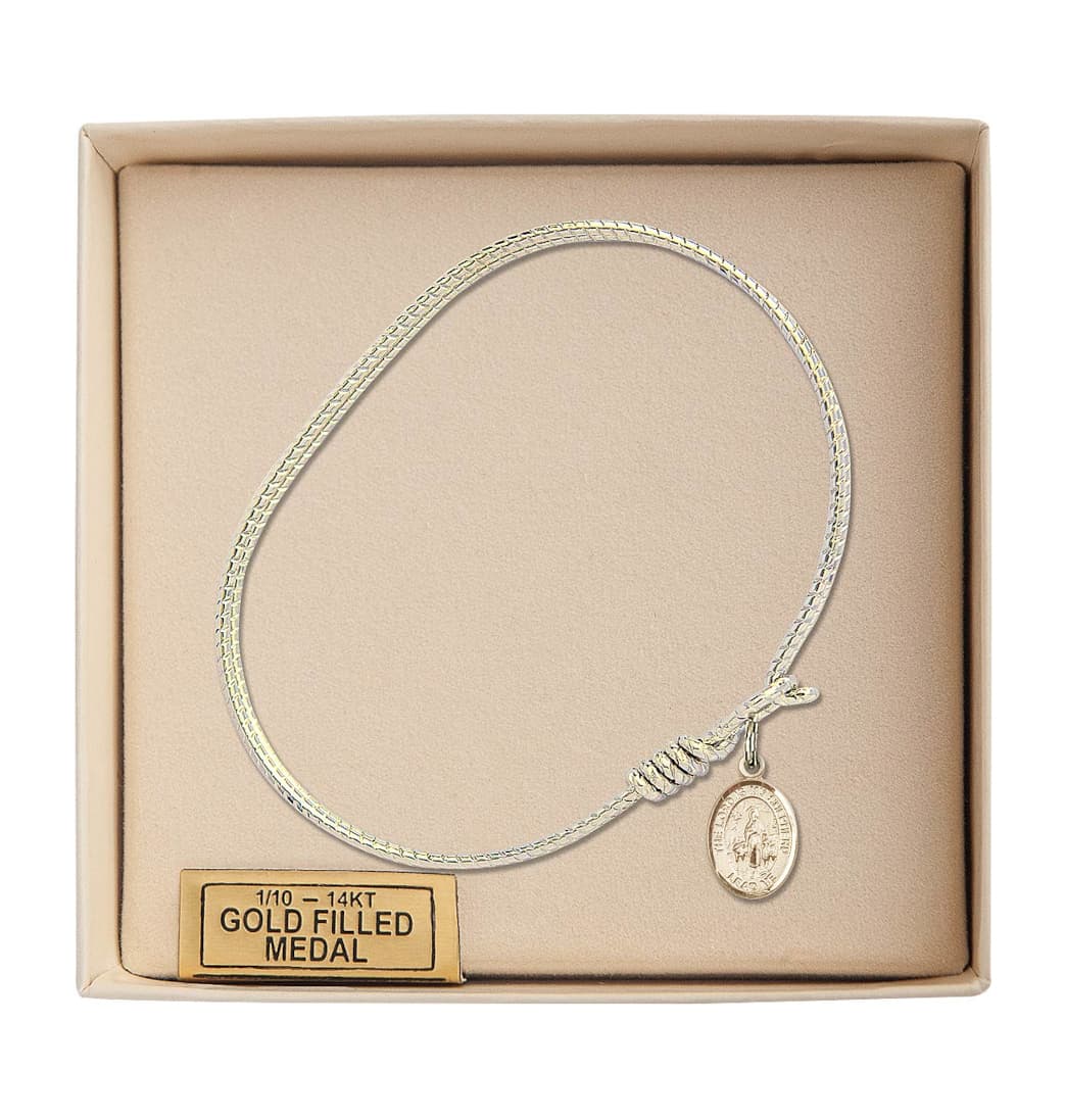 Bliss Lord is My Shepherd Twist Eye Hook Bangle Bracelet with Gold-filled Charm Boxed,