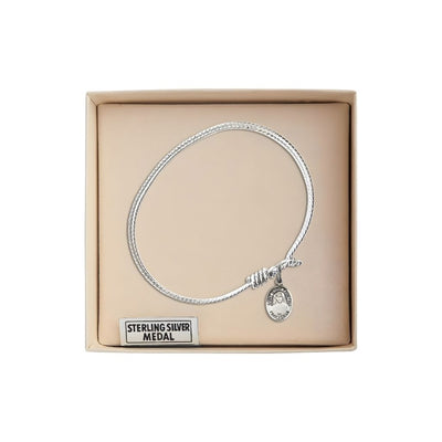 Sterling Silver St. Maria Faustina Charm with a Rhodium-plated Twist Design Bangle Bracelet in Gift Box, Bliss Manufacturing