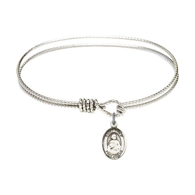 St. Philip the Apostle Sterling Silver Charm with a Twist Design Rhodium Plated Bangle Bracelet, Charm Size: 1/2 x 1/4, Gift Box, Bliss Manufacturing