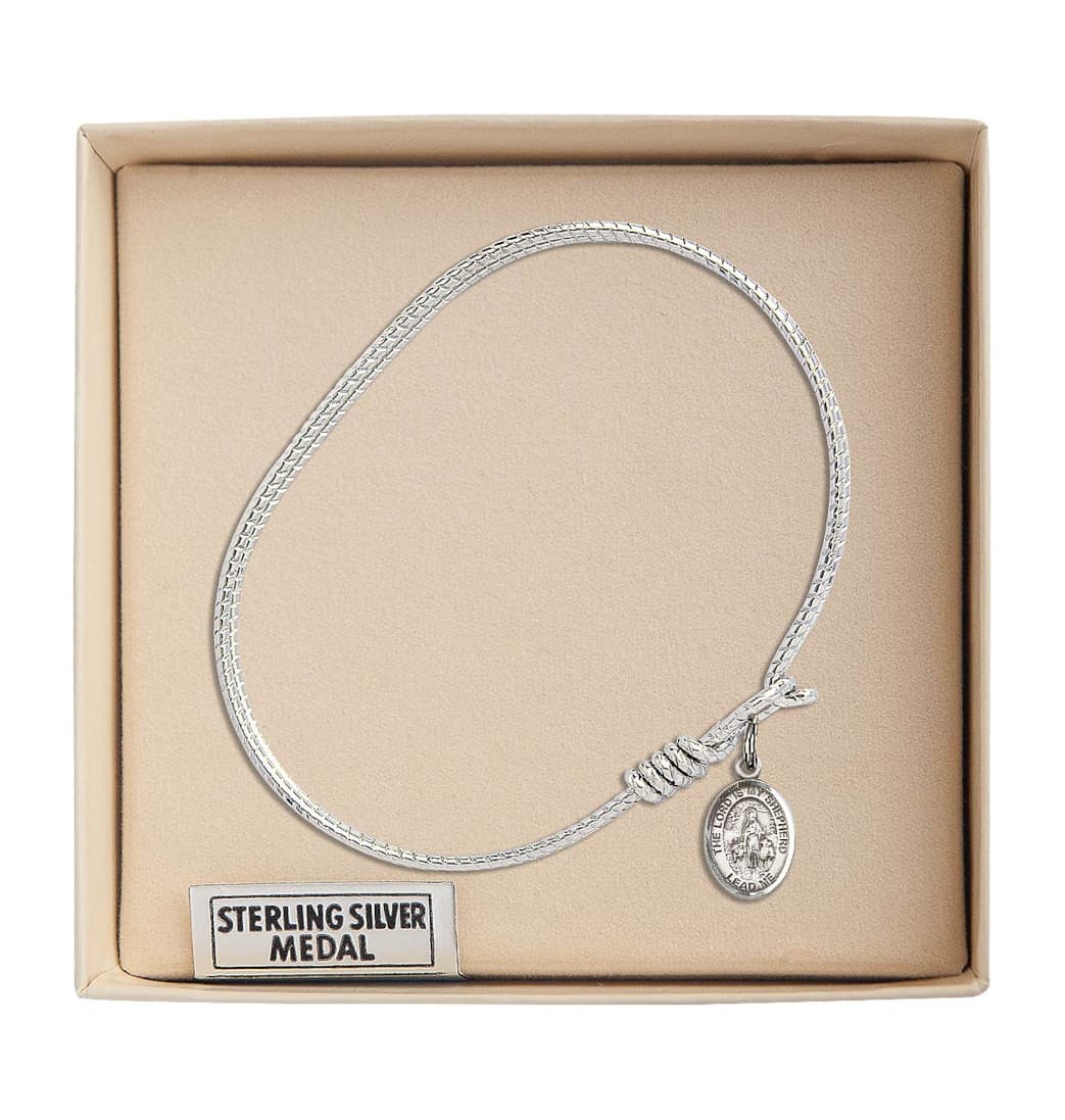 Bliss Lord is My Shepherd Twist Eye Hook Bangle Bracelet with Sterling Silver Charm Boxed,