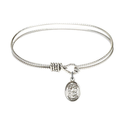 Holy Family Twist Eye Hook Bangle Bracelet with Sterling Silver Charm, Bliss Manufacturing