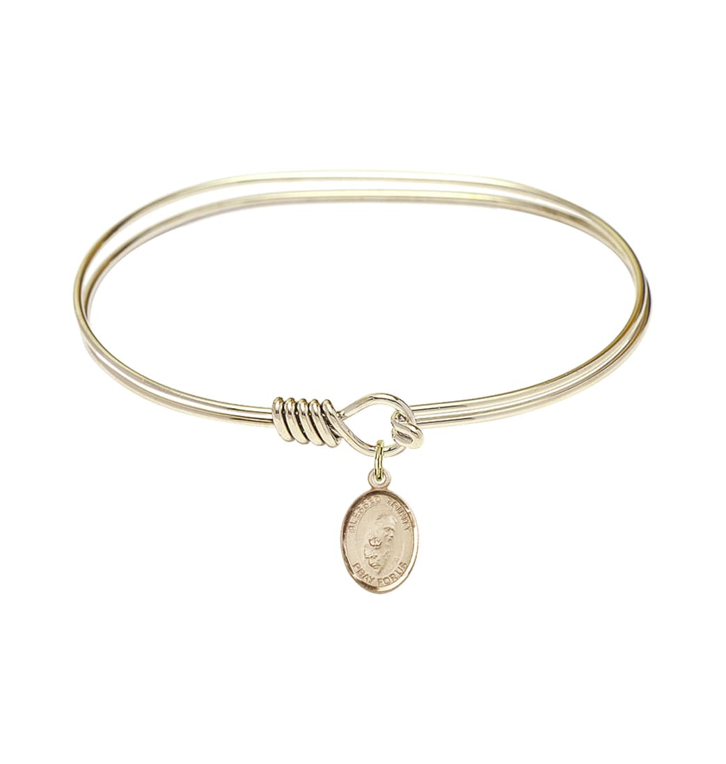 Bliss Blessed Trinity Gold-filled Charm Oval Eye Hook Bangle Bracelet,