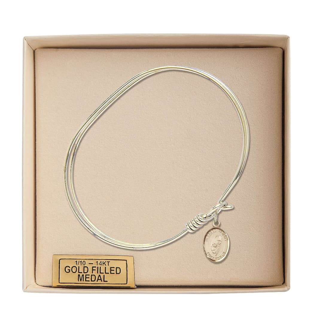 Bliss Blessed Trinity Gold-filled Charm Oval Eye Hook Bangle Bracelet in Box,