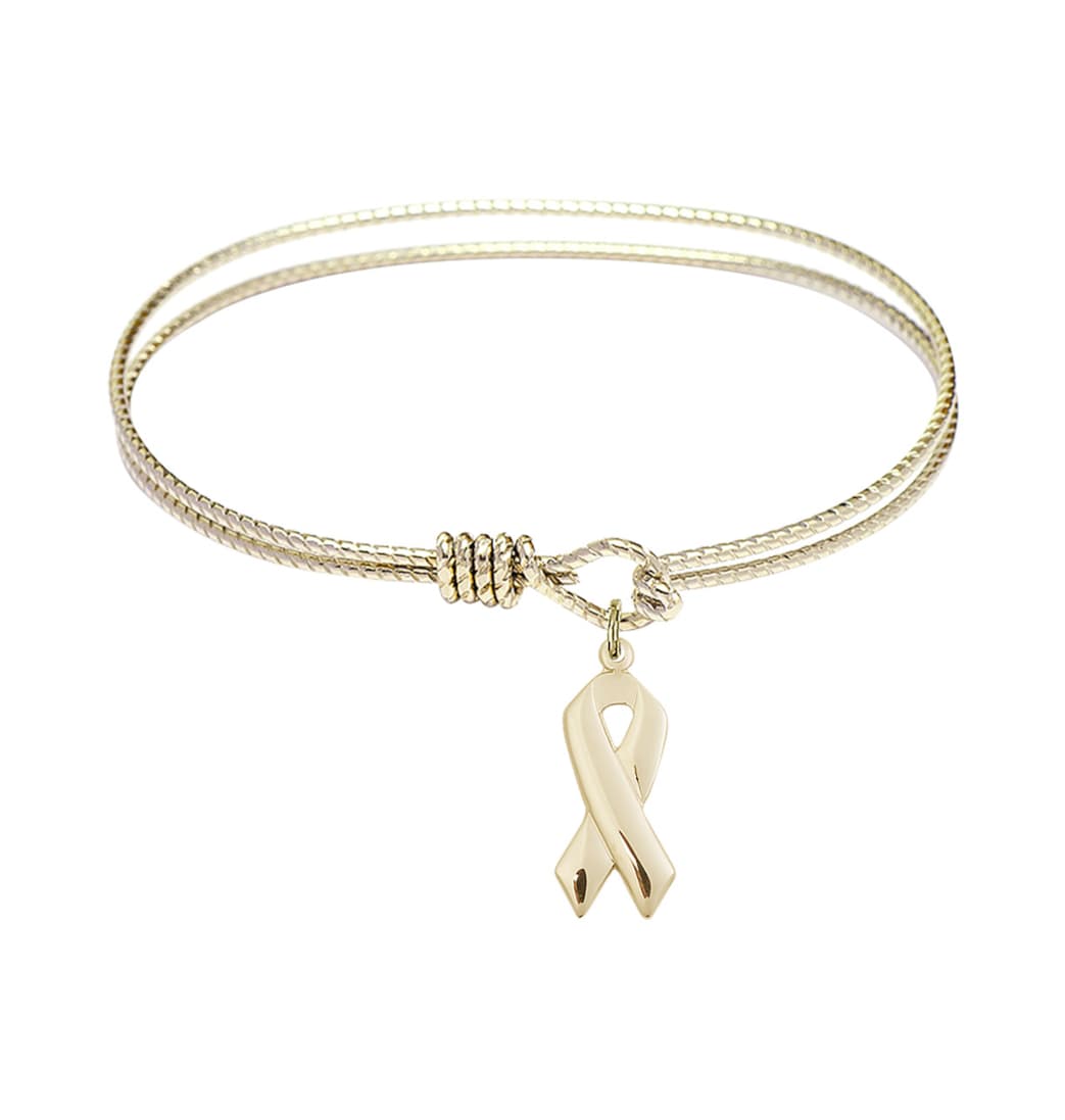 Bliss Gold-filled Cancer Awareness Twist Oval Eye Hook Bangle Bracelet,