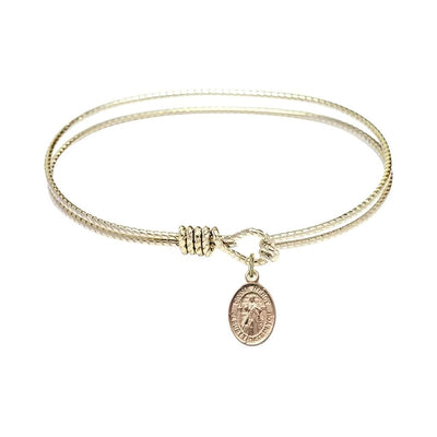 Divine Mercy gold-filled charm twist design bangle bracelet, Bliss Manufacturing