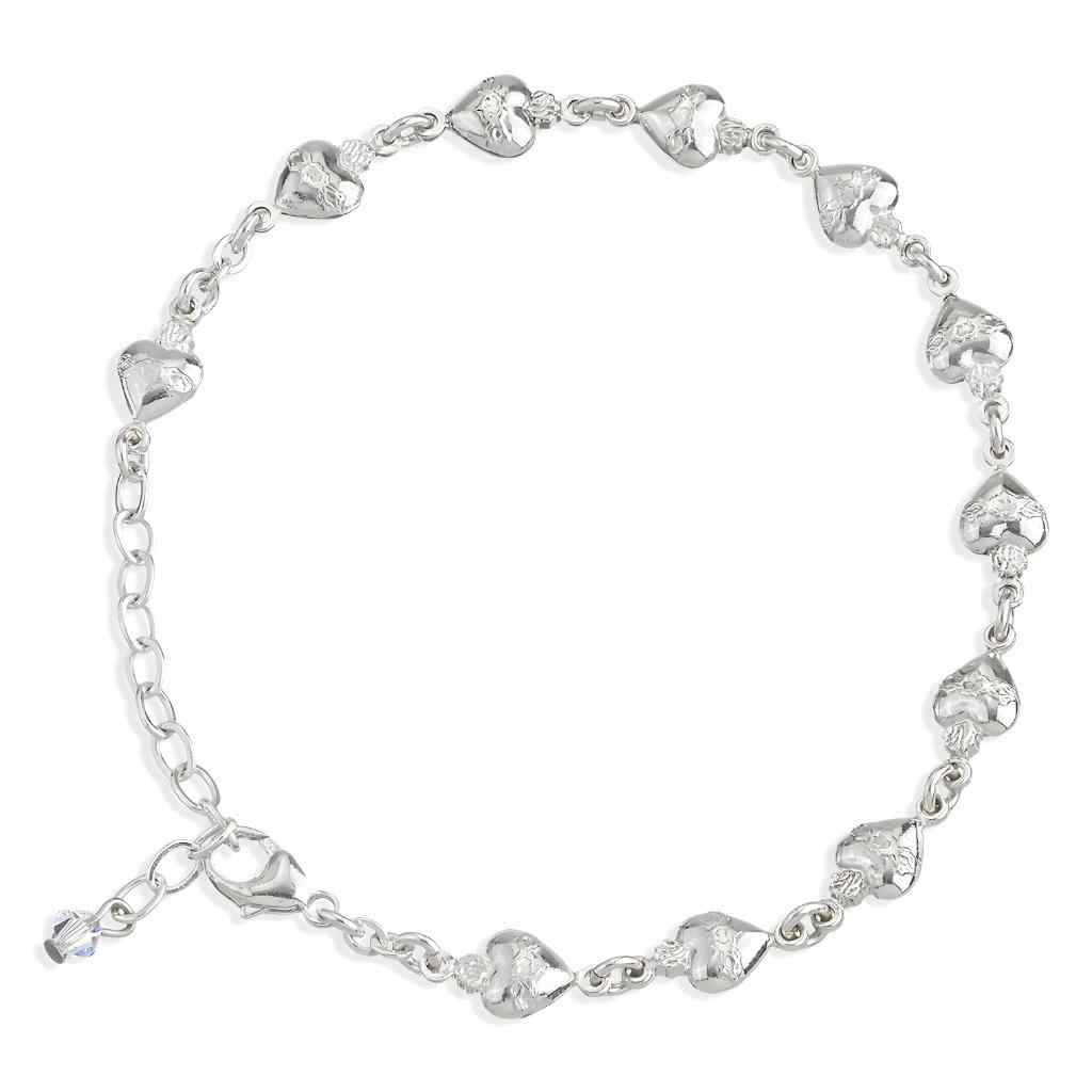 Sacred Heart of Jesus Bead Solid Sterling Silver Rosary Bracelet. Made in USA