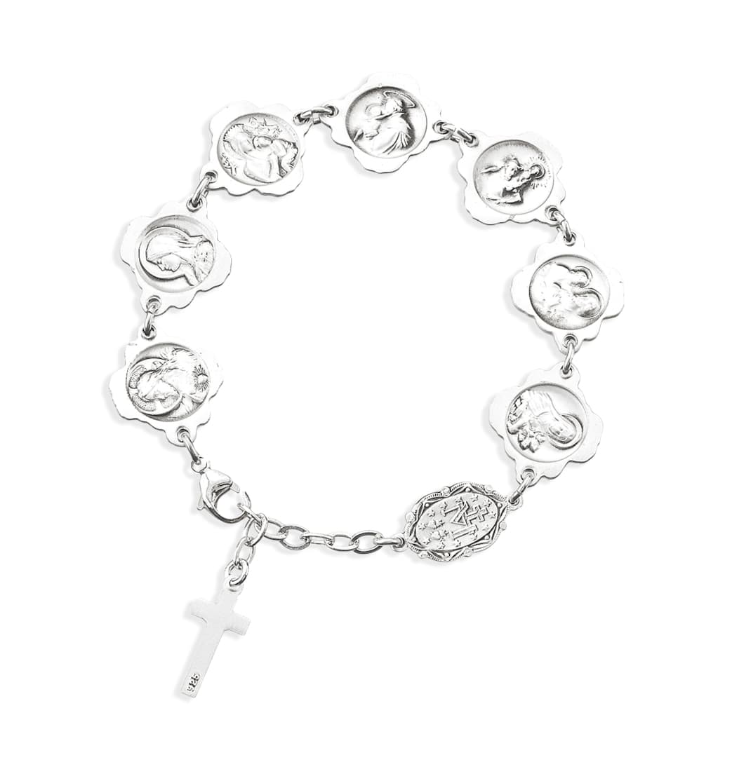 HMH Religious Rosebud Patron Saint Sterling Silver Bracelet