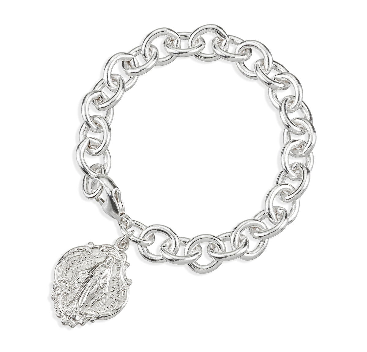 Miraculous Medal with Hail Mary Prayer Tiffany Style Bracelet