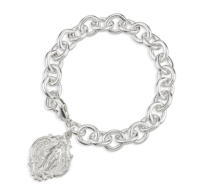 Miraculous Medal with Hail Mary Prayer Tiffany Style Bracelet, HMH Religious