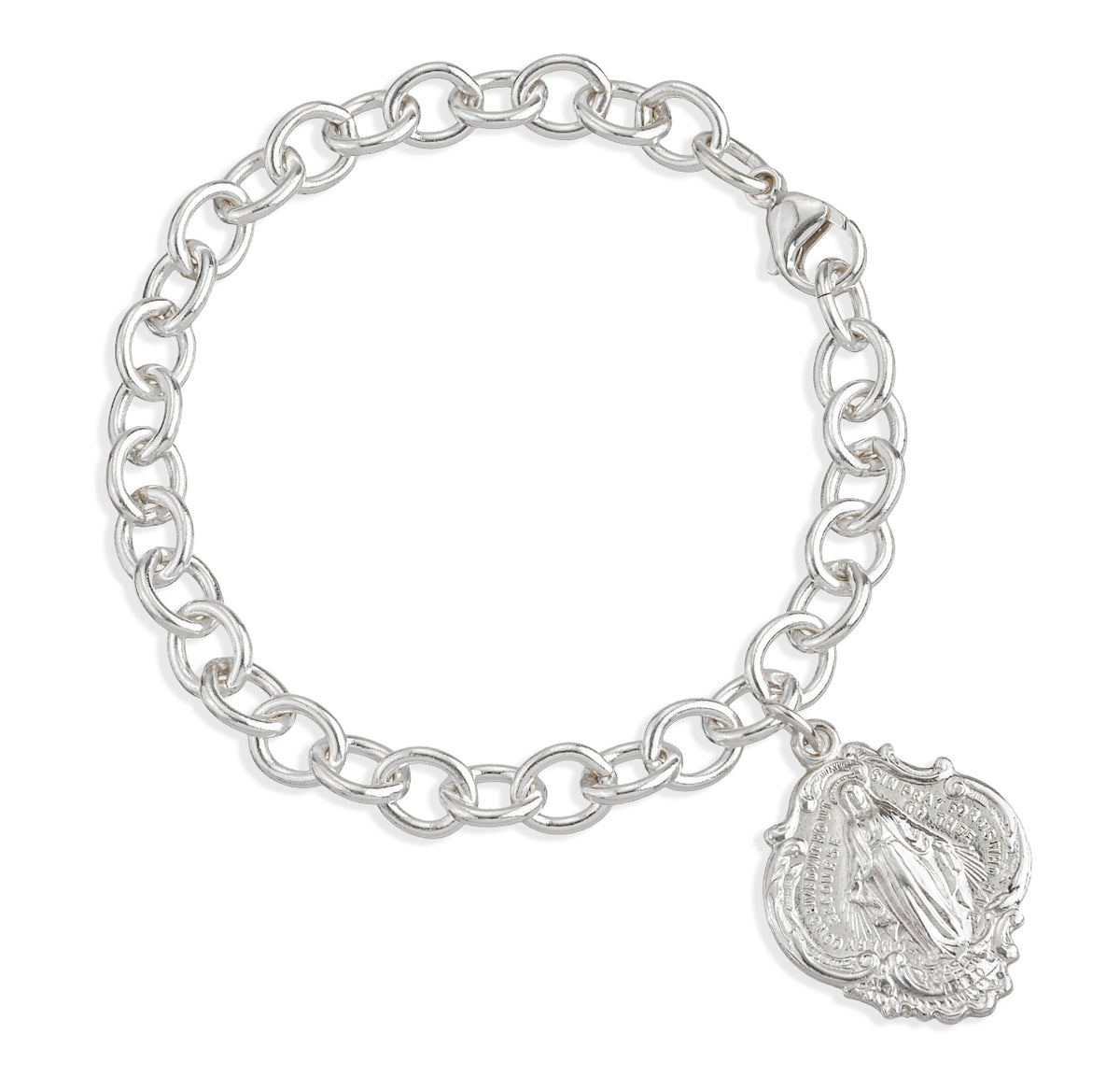 Miraculous Hail Mary Prayer Sterling Silver Bracelet