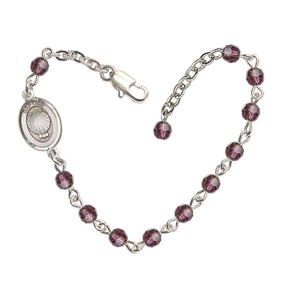 Baby 4mm Austrian Crystal Silver-plated Bracelet with Fire Polished, Aqua March Birthstone in Amethyst, Bliss Manufacturing