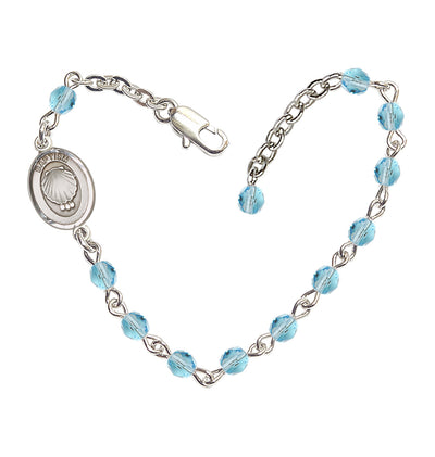 Baby 4mm Austrian Crystal Silver-plated Bracelet with Fire Polished, January Birthstone Garnet in Aqua, Bliss Manufacturing