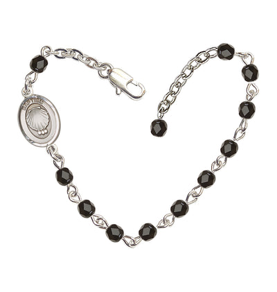 Baby 4mm Austrian Crystal Silver-plated Bracelet with Fire Polished, Amethyst February Birthstone in Black, Bliss Manufacturing