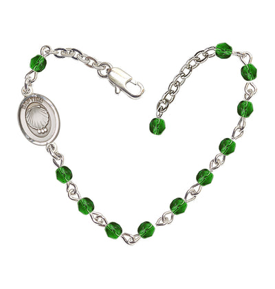Baby 4mm Austrian Crystal Silver-plated Bracelet with Fire Polished, May Emerald Birthstone, Bliss Manufacturing