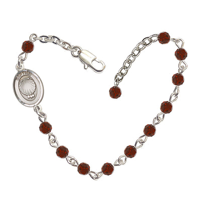 Baby 4mm Austrian Crystal Silver-plated Bracelet with Fire Polished, Light Amethyst June Birthstone in Garnet, Bliss Manufacturing