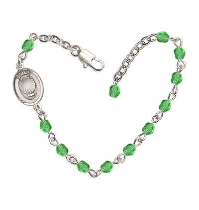 Baby 4mm Austrian Crystal Silver-plated Bracelet with Fire Polished, Rose October Birthstone in Peridot, Bliss Manufacturing