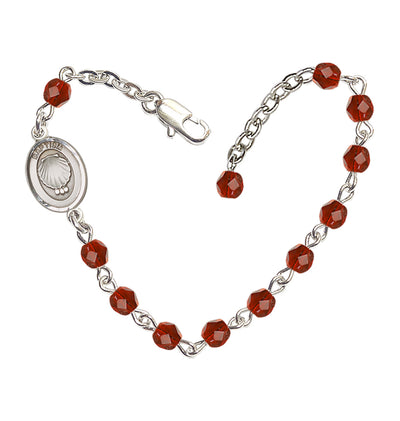 Baby 4mm Austrian Crystal Silver-plated Bracelet with Fire Polished, November Topaz Birthstone in Ruby, Bliss Manufacturing
